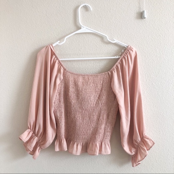 Blush Pink Off the Shoulder Top - Picture 3 of 3